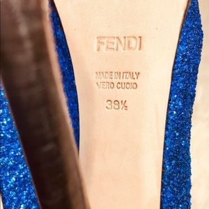 Fendi Royal Blue Glitter Pumps w/Logo